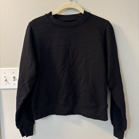 NWT MATE the Label Organic Fleece Shrunken Crew Neck Sweatshirt Black X-small - Picture 5 of 9